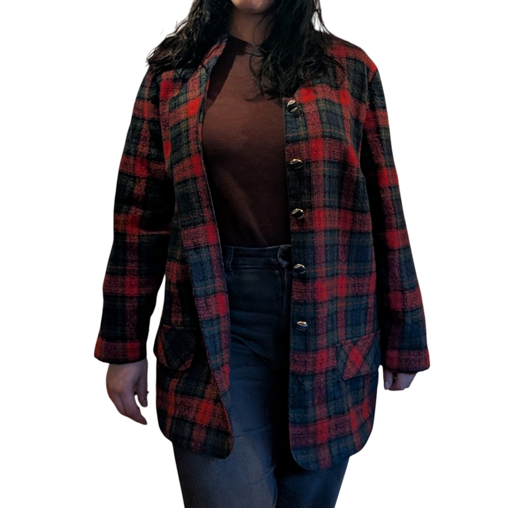 Vintage Plaid Button-Up Women's Top